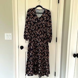 Long Sleeve Dark Navy Floral Maxi Dress